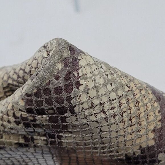 Hobo Lauren Leather Snake Clutch Wallet Frame Snap Closure Evening Bag Beige - Picture 5 of 15